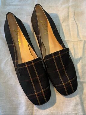 French Sole Zooey Canvas Flats in Black Plaid - Size 9.5 👠